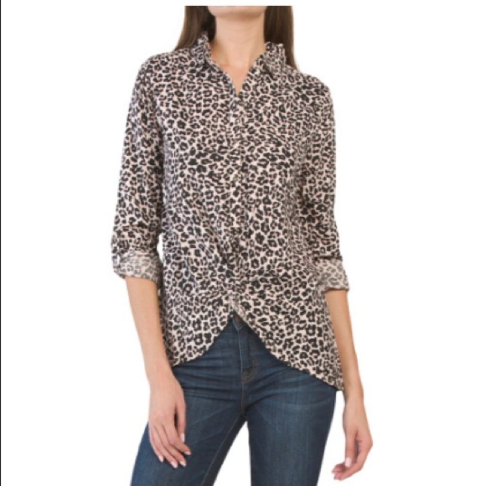 C&C California Leopard Twist Front Shirt Size XL